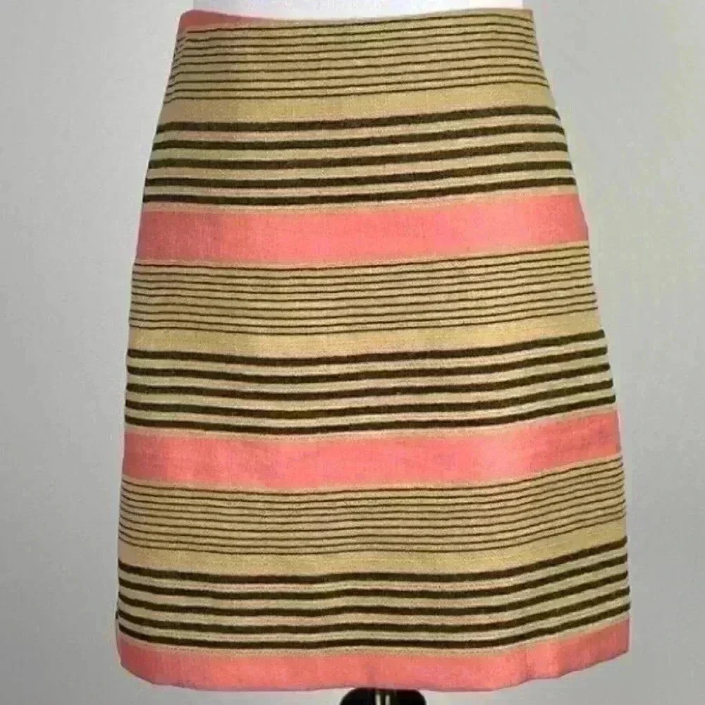 Ann Taylor loft skirt sz 00 linen striped Pencil career - Picture 9 of 9